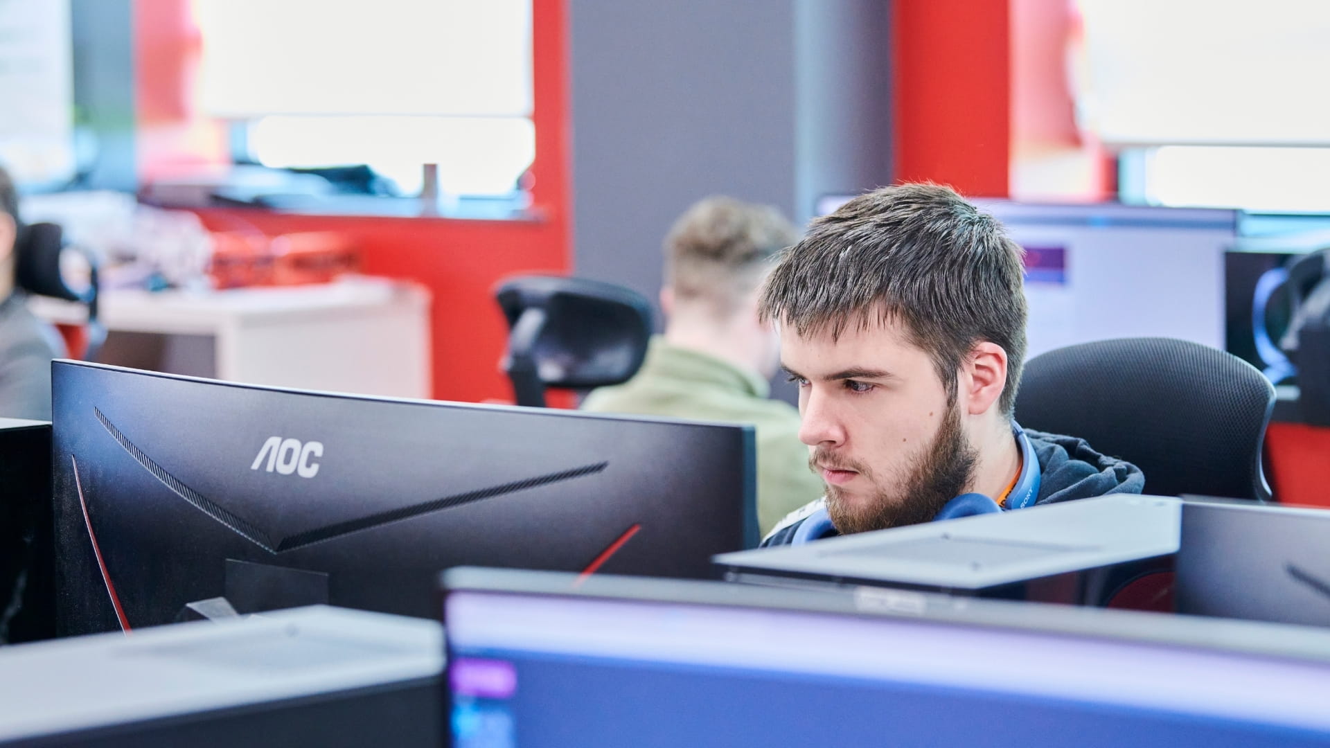 Student looking at computer