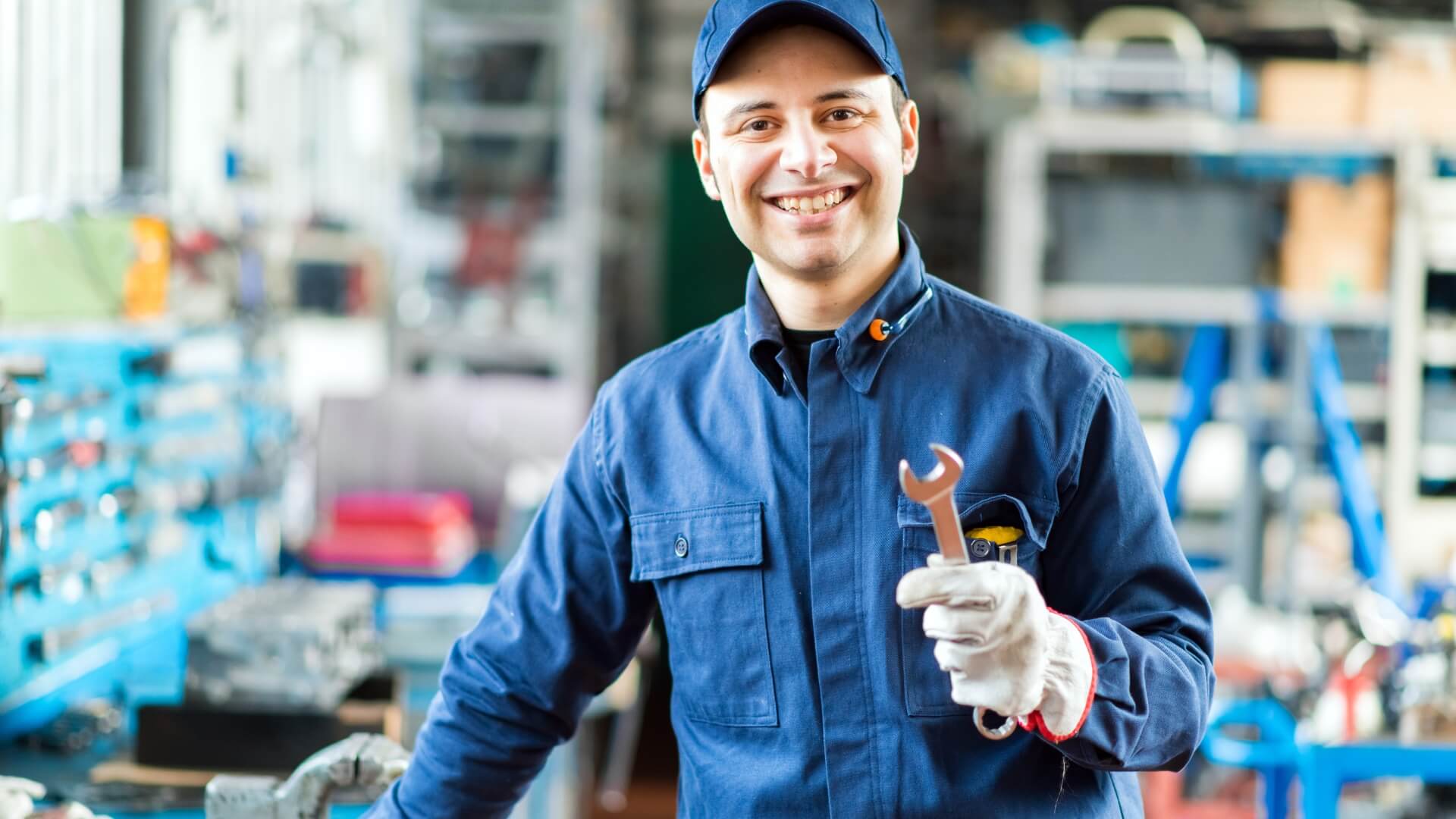 Mechanic smiling.