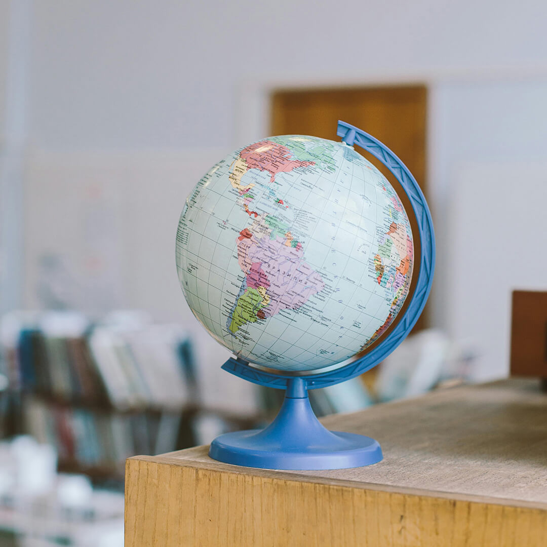 World globe on a desk.