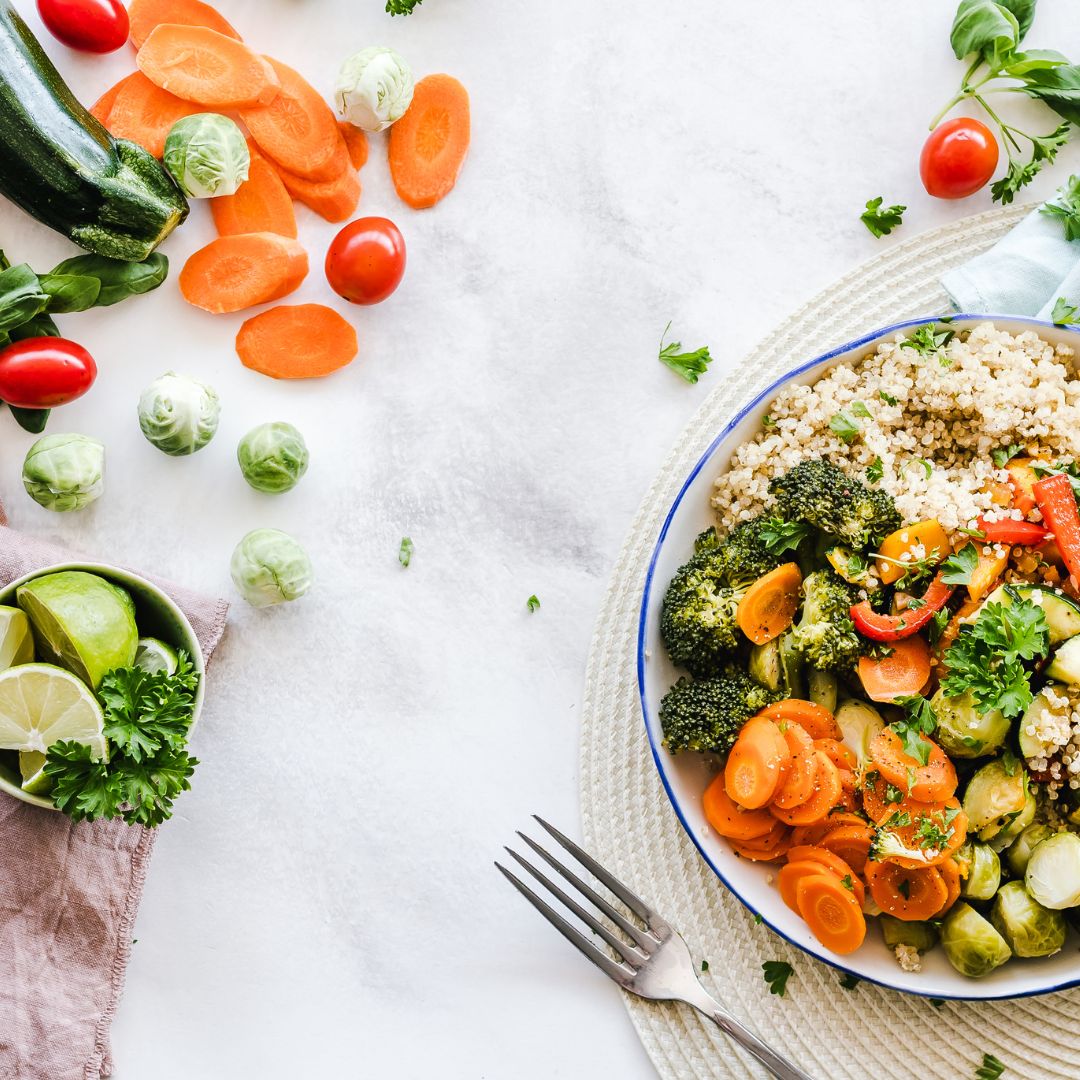 Bowl of salad on table