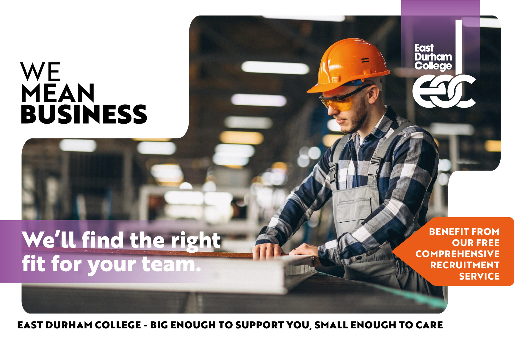 Engineer working on machinery with text we'll find the right for your team