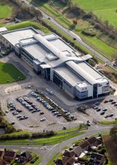Aerial shot of East Durham College's Peterlee campus main campus building