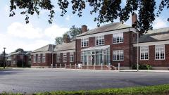 Front aspect of East Durham College's main front building at Houghall