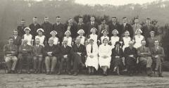 A black and white large group shot of Staff and Students at Houghall taken in 1935