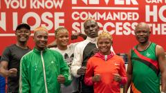 The Zambian National Olympic Committee and Commonwealth Games Association of Zambia's boxing team. A group of six men and women smiling towards the camera