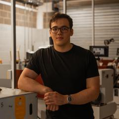 Male student in engineering workshop