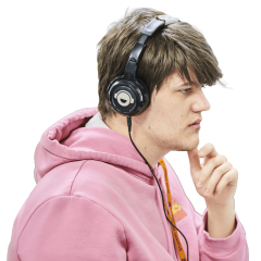Student in pink hoodie